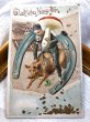 画像2: Postcard　新年祝い　New Year　大きなキノコを持ち豚に乗る煙突掃除夫さん　馬蹄　金貨　四葉 (2)
