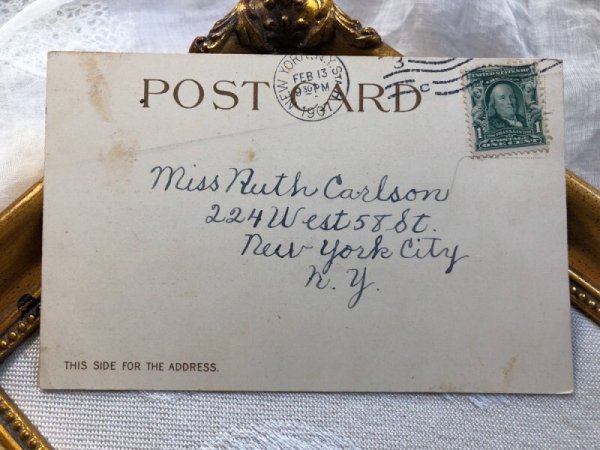 画像3: Postcard　バレンタイン　キノコに座る天使とフクロウ　アメリカ1907年 (3)