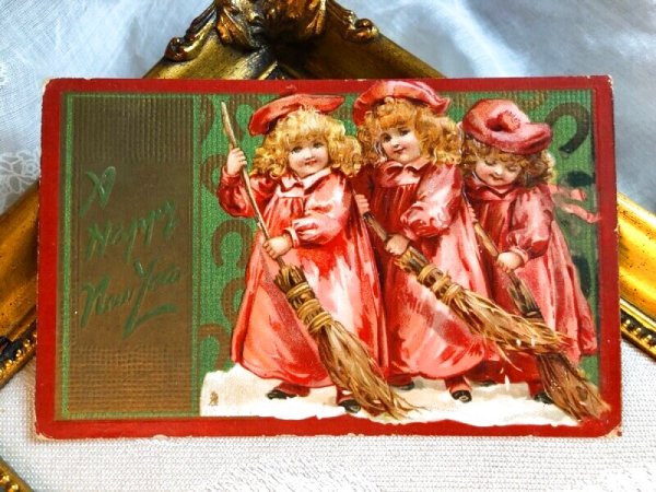 画像2: Postcard  ほうきと3人の女の子 Ellen Jessie Andrews (2)