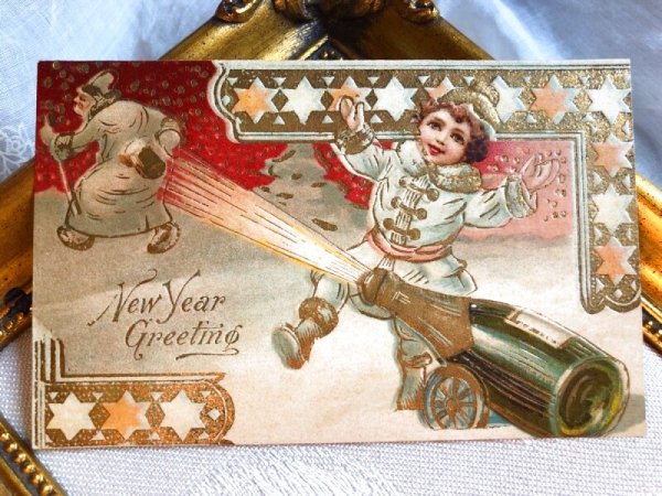 画像2: Postcard  新年祝い シャンパンの大砲 (2)