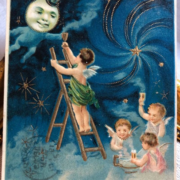 画像3: Postcard  新年祝い お月様と乾杯をする天使 (3)