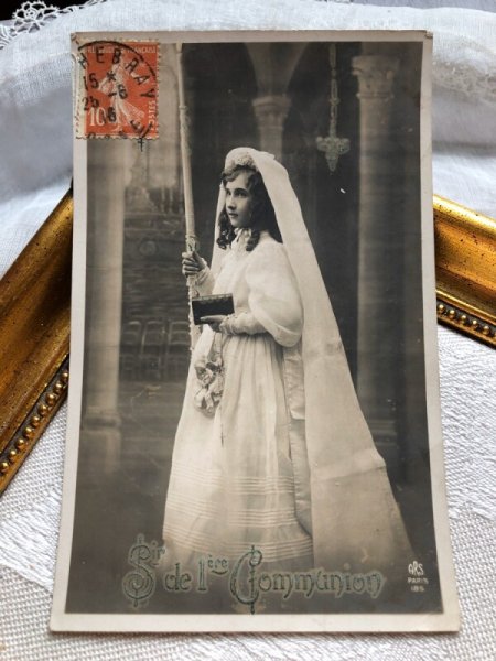 画像2: Postcard 初聖体の女の子 フランス1908年 (2)