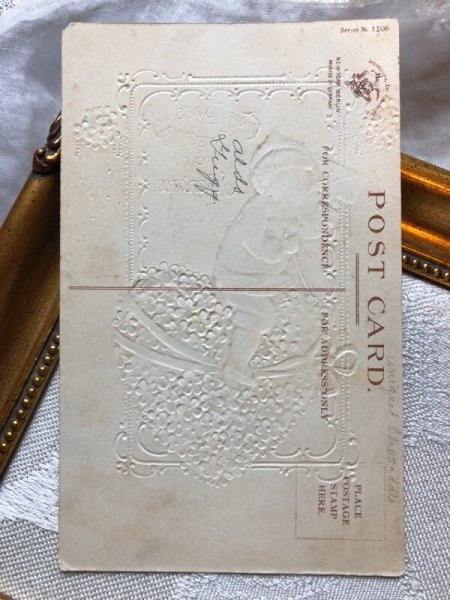 画像3: Postcard  バレンタイン 忘れな草のお花のハートに乗る男の子  Ellen Clapsaddle (3)