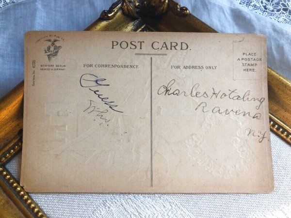 画像4: Postcard  バレンタイン お花の鍵に乗る天使 ハートの太陽  Ellen Clapsaddle (4)