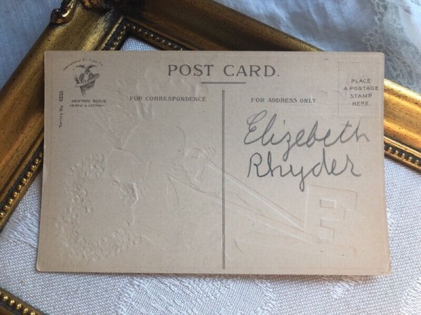 画像4: Postcard  バレンタイン 忘れな草のお花の鍵に乗る天使 ハートの太陽  Ellen Clapsaddle (4)