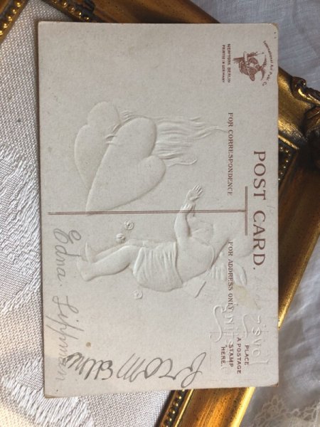 画像3: Postcard  バレンタイン ハートを燃やして暖を取るキューピッド天使  Ellen Clapsaddle (3)