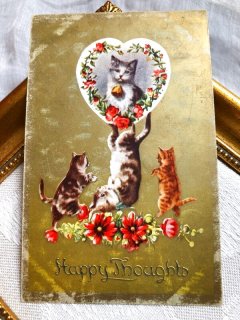 アンティークポストカード　ヘレナマグワイア　猫の看病 ヘレナ・マグワイア Helena Maguire ビリヤードをする猫のポストカード