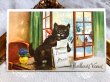 画像1: Postcard 　Bonne Annee  お手紙と黒猫さん　フランス　（未使用） (1)