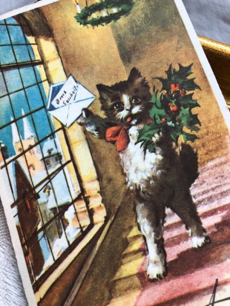 画像2: Postcard  Bonne Annee  お手紙と猫さん フランス (未使用) (2)
