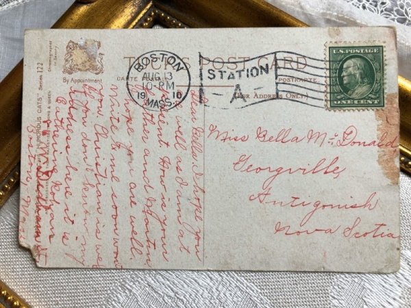 画像3: ▼SALE500▼ Postcard  毛糸と猫 アメリカ1910年 (3)