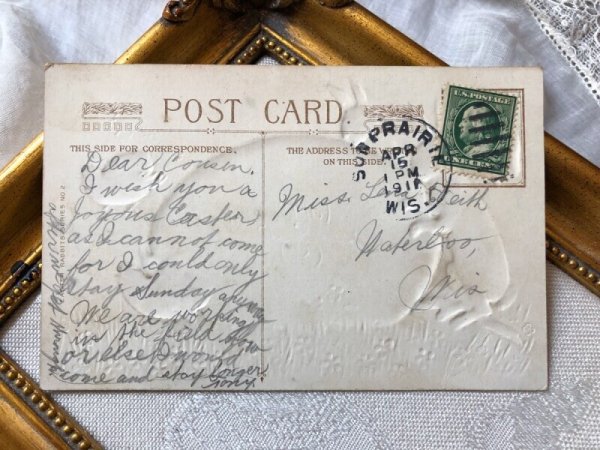 画像3: Postcard  イースター 大きな卵とウサギさん 逃げるヒヨコ (3)