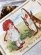 画像2: Postcard 　イースター　赤い帽子の女の子と鏡を持つウサギさん　 (2)