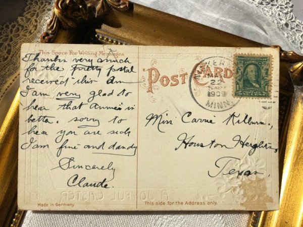 画像4: Postcard  イースター 赤ちゃんとウサギさん アメリカ1909年 (4)