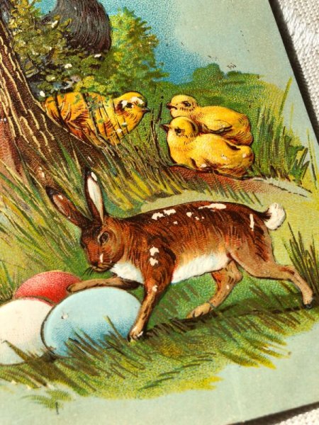 画像2: Postcard  イースター 卵を盗むウサギさん 1910年 (2)
