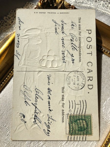 画像3: Postcard  イースター 卵を運ぶウサギのコックさん アメリカ1909年 (3)