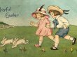 画像2: Postcard 　イースター　ウサギさんを追いかける子どもたち 1922年 (2)