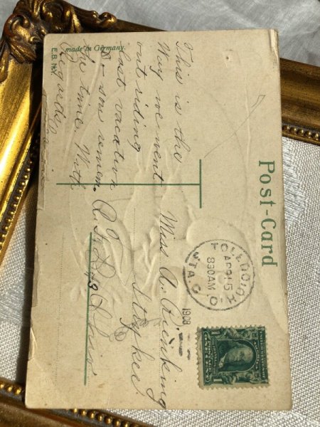 画像4: Postcard  イースター 自動車で大きな卵を運ぶウサギさん (4)