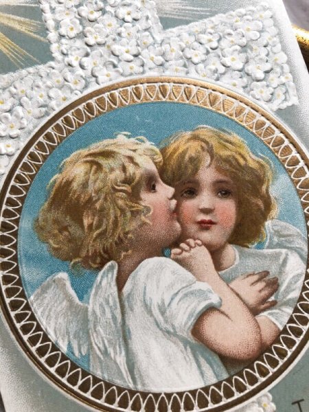 画像2: Postcard  イースター 十字架と祈る天使 アメリカ1910年 (2)