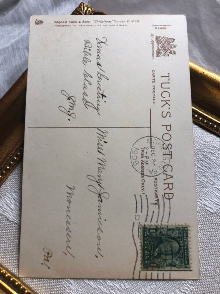 画像3: Postcard  クリスマス 夜空に光る星と2人の天使 1908年 (3)