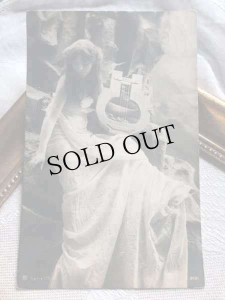 画像1: Postcard 　ハープ（竪琴）と女性　イギリス1904年 (1)