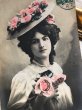 画像2: Postcard 　薔薇のお花　帽子の女性　フランス1908年 (2)