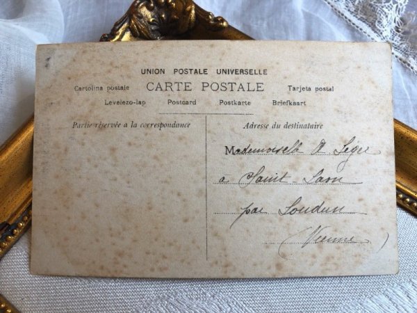 画像2: Postcard　薔薇のお花と女の子　フランス1906年 (2)