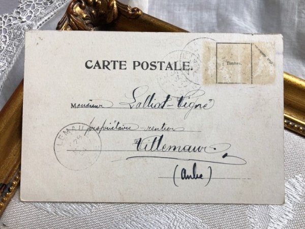 画像2: Postcard 　金貨の袋と豚さん　四葉のクローバー　1904年 (2)