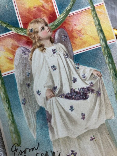 画像2: Postcard 　イースター　スミレのお花と天使　 (2)