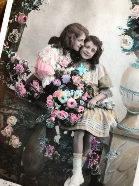 画像2: Postcard お花と女の子たち フランス (2)