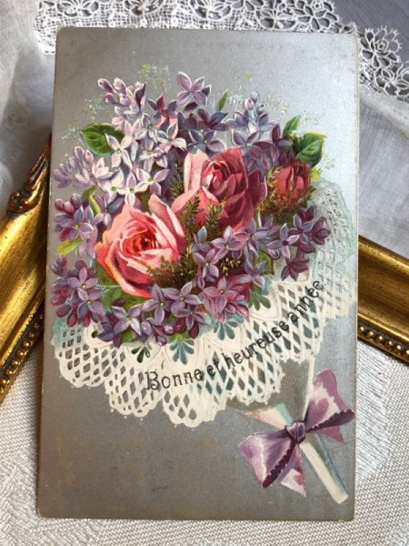 画像1: Postcard　スミレと薔薇の花束　フランス1906年 (1)