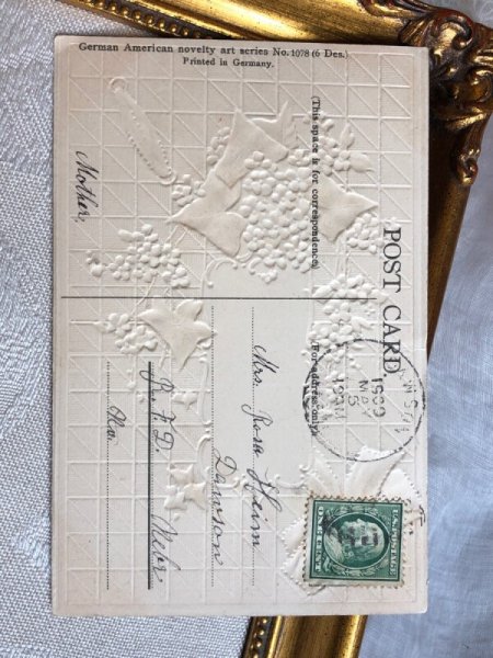 画像3: Postcard　忘れな草のお花　リボン　アメリカ1909年 (3)