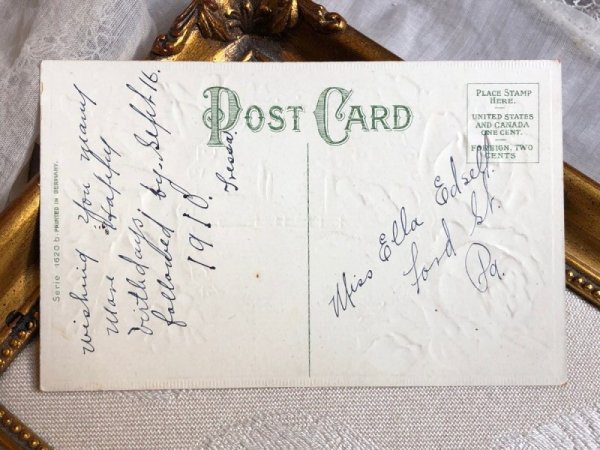 画像3: Postcard 薔薇とスミレのお花 水辺の風景 1910年 (3)