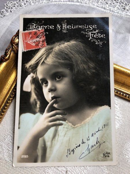 画像1: Postcard　女の子　フランス1911年 (1)