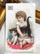 画像1: Trade card　三毛猫と女の子　 (1)