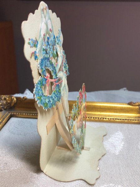 画像7: Vintage Greeting card グリーティングカード　立体カード　薔薇　忘れな草　白鳩　握手する手 (7)
