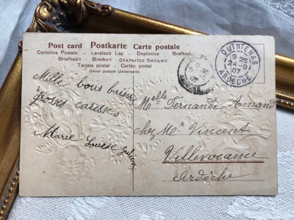 画像3: Postcard  ハートのリースと天使 フランス1907年 (3)