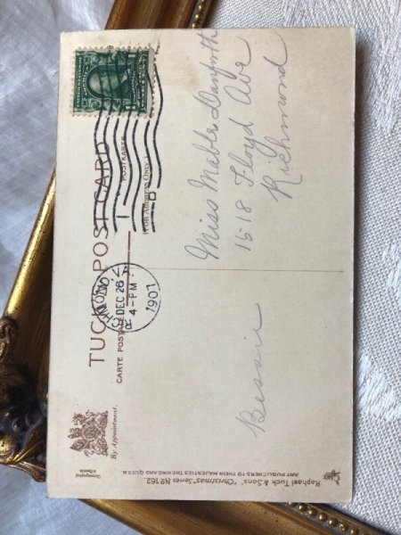 画像3: Postcard  クリスマス Xmas ロビン 小鳥 1907年 (3)