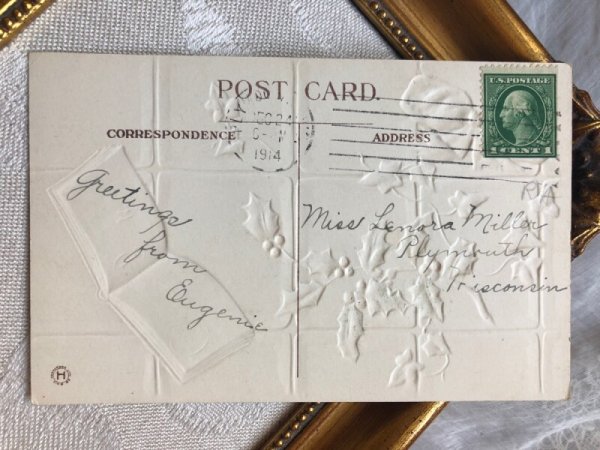 画像2: ▼SALE500▼ Postcard クリスマス ホーリーとリボン (2)