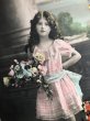 画像2: Postcard　薔薇のお花と女の子　フランス (2)