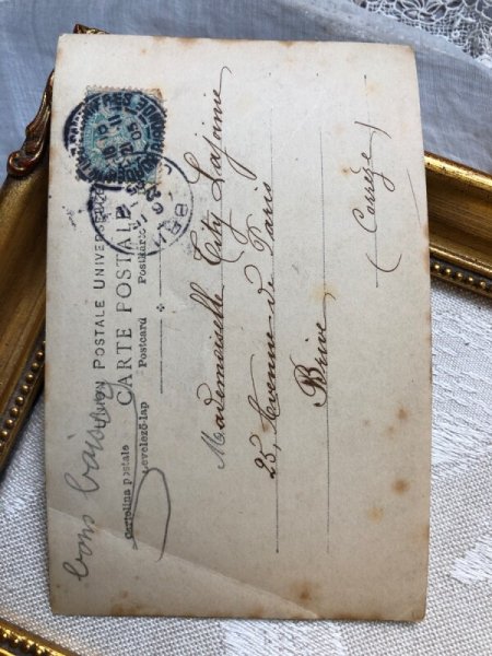 画像4: Postcard お花と女の子 フランス1905年 (4)