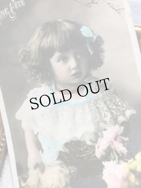 画像2: Postcard　お花と女の子　フランス1905年 (2)