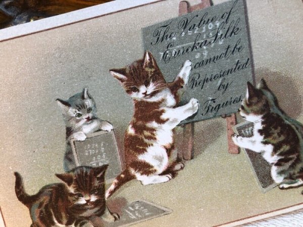 画像2: Trade card　Eureka Silk アンティークトレードカード　子猫の学校　算数の時間　Helena Maguire (2)
