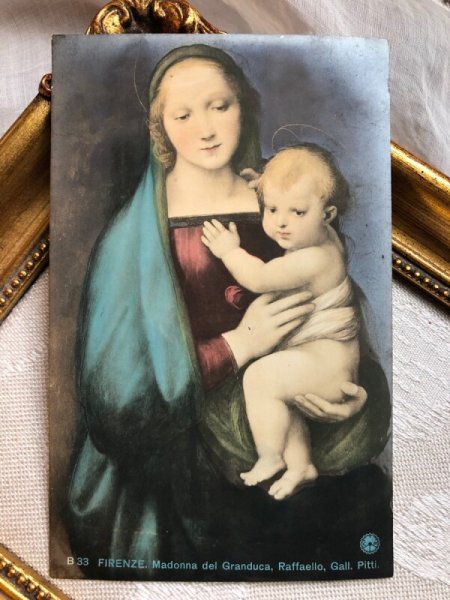 画像1: Postcard 　クリスマス　聖母子　大公の聖母　ラファエロ　絵画写真 (1)