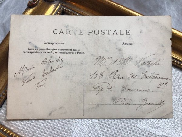 画像3: Postcard  薔薇とスズランのお花を運ぶツバメ フランス1905年 (3)
