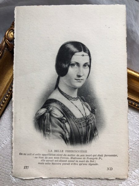 画像1: Postcard　フランス　ラ・ベル・フェロニエール　ダヴィンチ『ミラノの貴婦人の肖像』　 La Belle Ferronnière（未使用） (1)