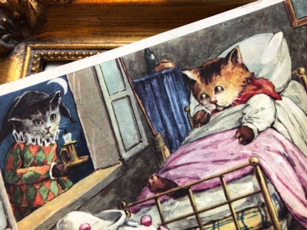 画像2: Postcard  　フランス童謡　Au Clair de la Lune　月の光に　猫 (2)