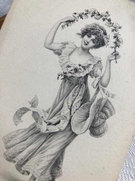 画像2: ▼SALE 500▼ Postcard  お花と女性 ウィーン趣味 M.M.VIENNE (2)