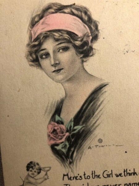 画像2: Postcard 女性と祝杯を挙げる天使 (2)