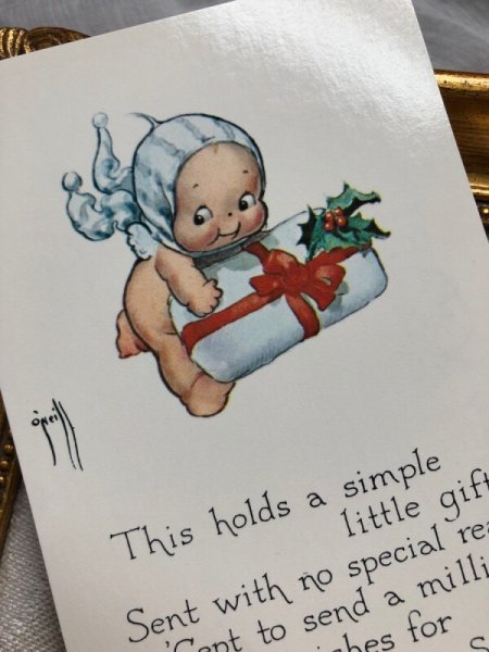 画像2: Postcard   クリスマスプレゼントを運ぶキューピーちゃん Rose O'Neil アメリカ1970年代 (未使用) (2)