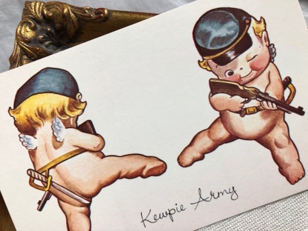 画像2: Postcard  　アーミーのキューピーちゃん　オーナメント　Rose O'Neil　アメリカ1970年代　（未使用） (2)